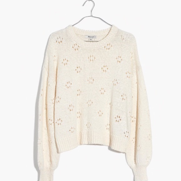 Madewell Sweaters - Madewell | Floral Pointelle Pullover Sweater Ivory